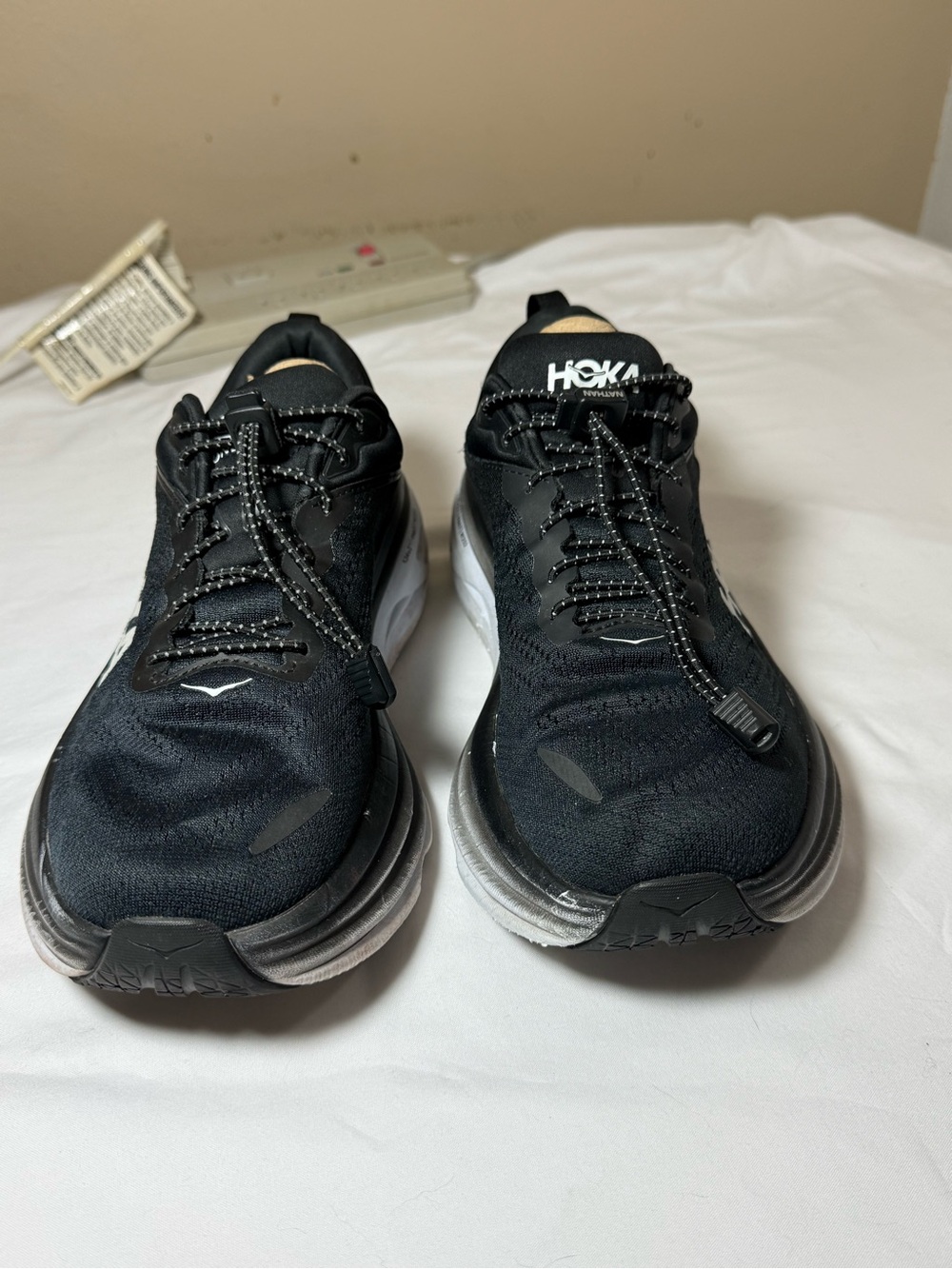 Hoka Bondi 8 Black White Max Cushion Running Shoes Women's Size 10 Wide 10D